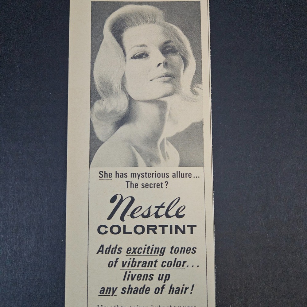 1964 Nestle Colortint 3 Week Hair Color Vintage Print Ad Intensify Natural Shade